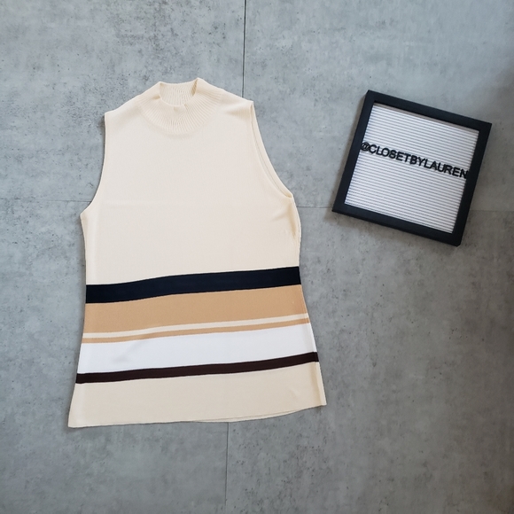 Yves Saint Laurent Tops - Yves Saint Laurent Sleeveless Striped Blouse